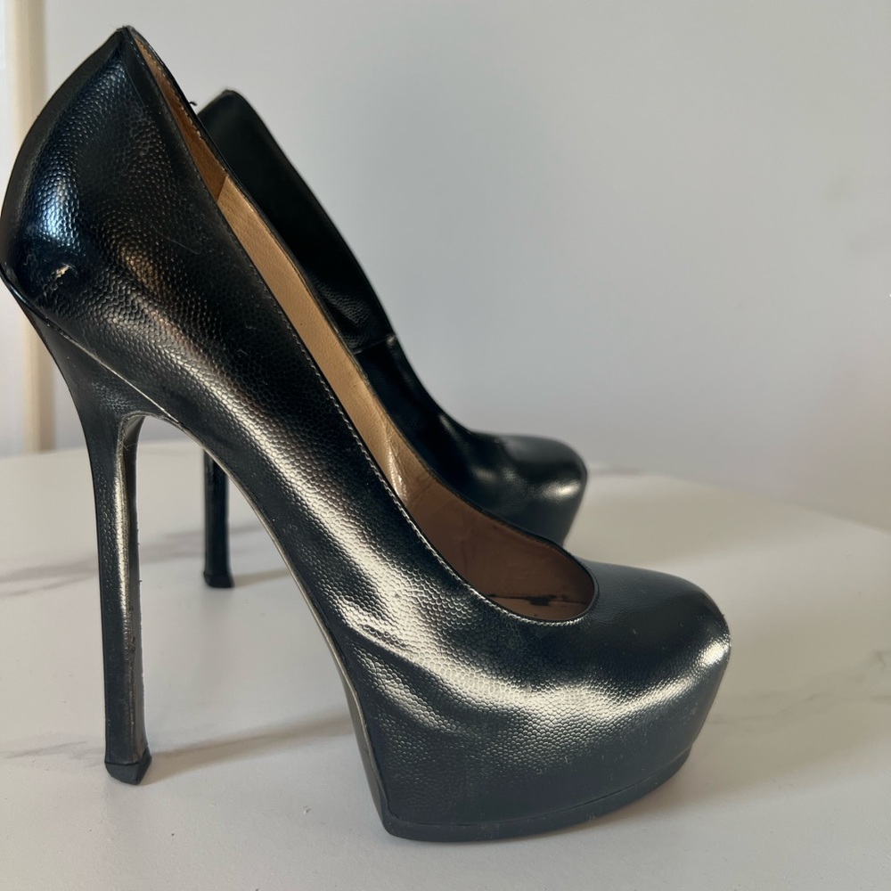 Saint Laurent Black Platform Heels - Picture 4 of 5